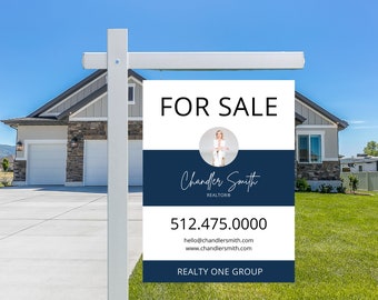 Real Estate Yard Sign Template | For Sale Yard Sign | Customizable For Sale Signage | Canva Template | Canva Template | Modern For Sale Sign
