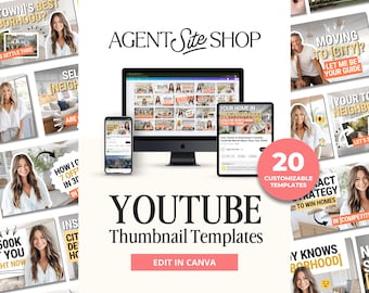 YouTube Thumbnail Real Estate Templates | Real Estate YouTube Videos | Real Estate Video Thumbnail Template | YouTube Video Content | Canva