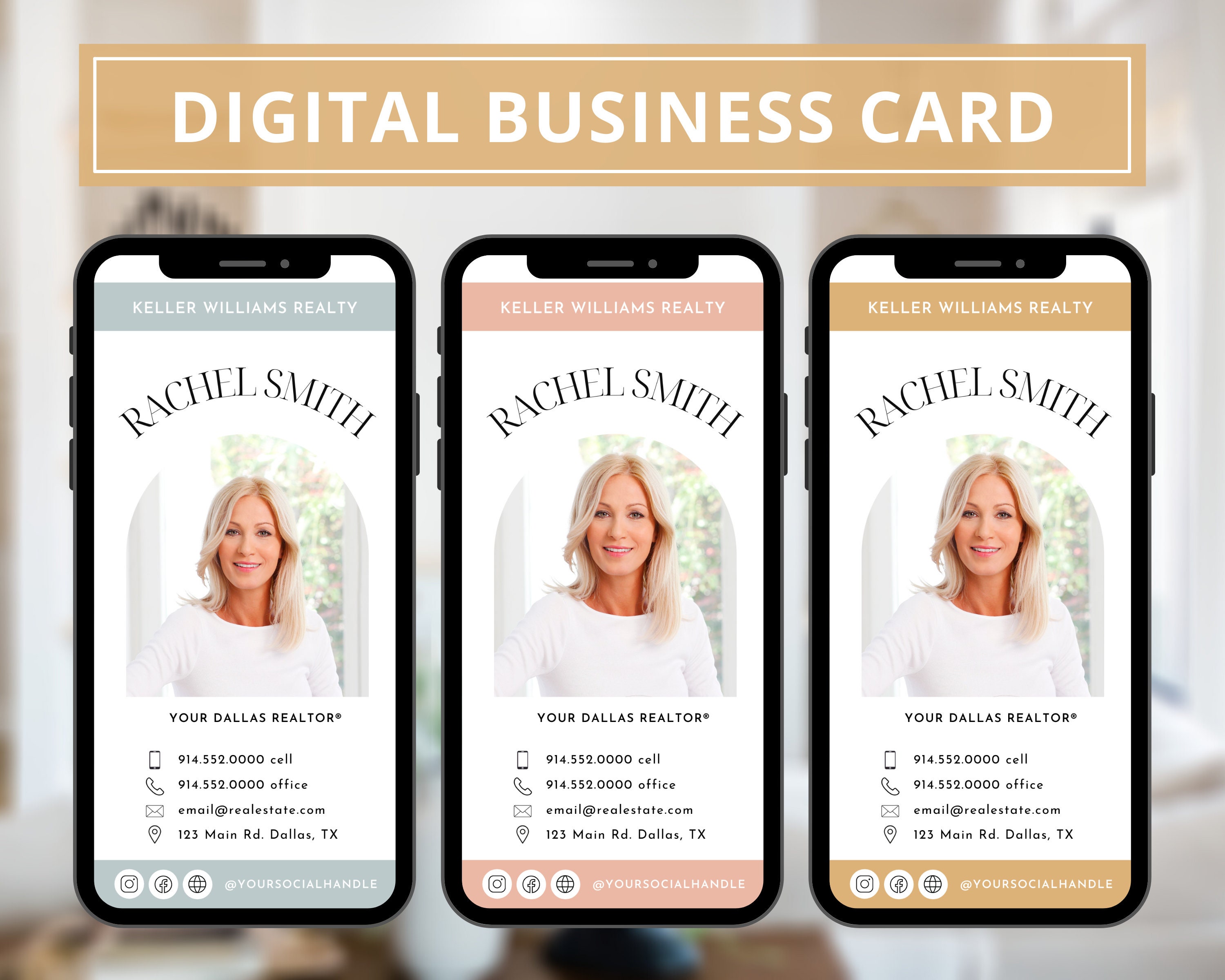NEW Digital Business Card Canva Template Real Estate Etsy