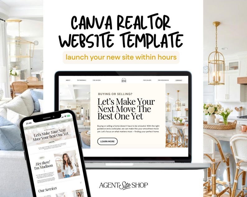 2026 Real Estate Canva Website Template | Real Estate Agent Website ...