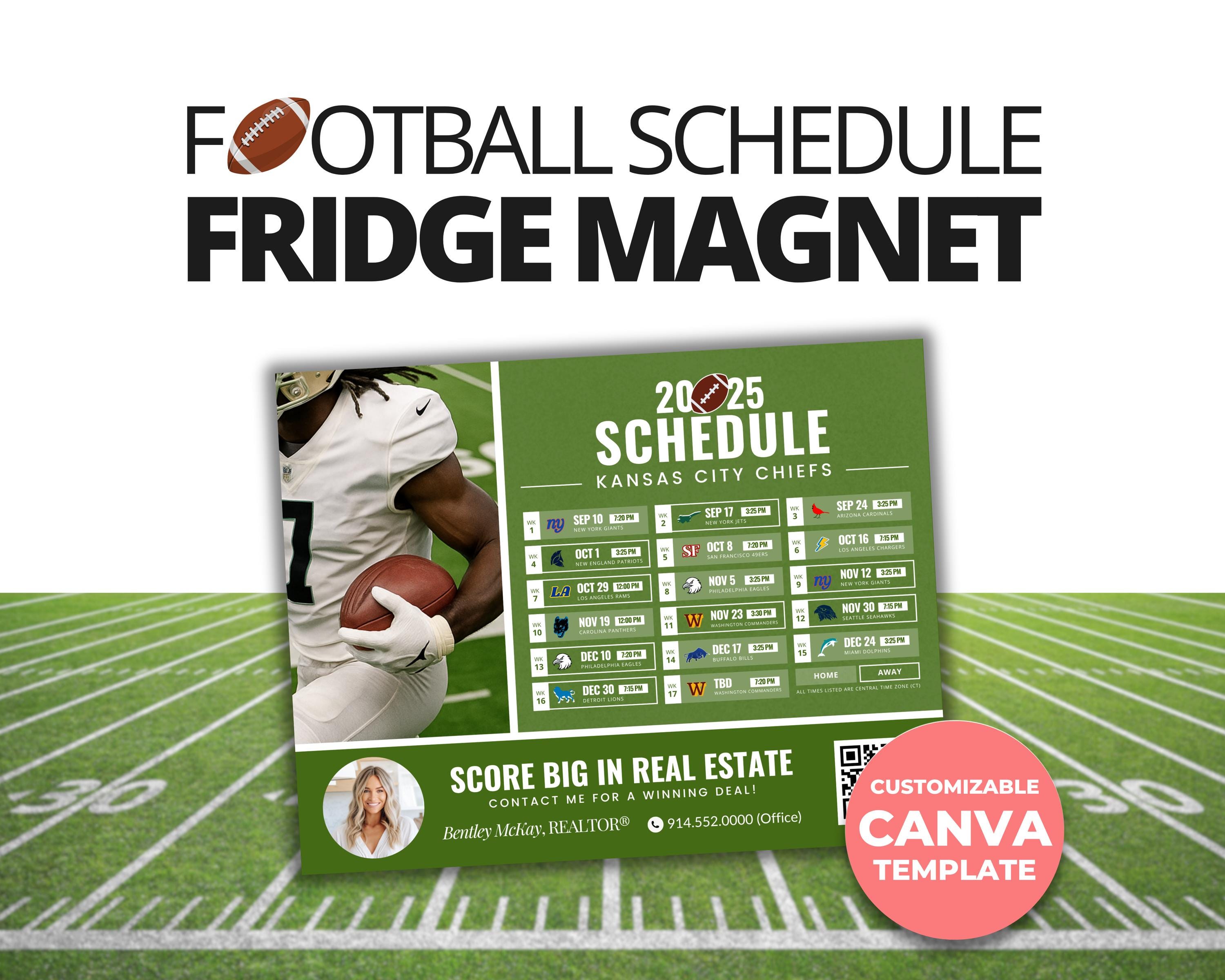 Editable Football Calendar | Fall Football Schedule Season Mailer | Football Season |Real Estate Farming | Fall Real Estate Marketing |Canva