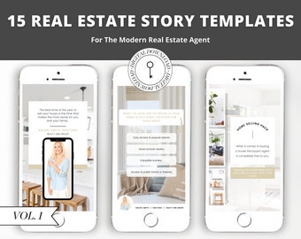 15 Real Estate Story Template | Real Estate | Social Media for Real Estate Agent | Instagram Story | Facebook | Canva | Marketing | Vol 1