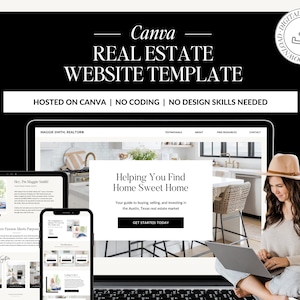 Real Estate Canva Website | Black Real Estate Agent Website | Canva Website Template | Business Website Real Estate Marketing | Link In Bio