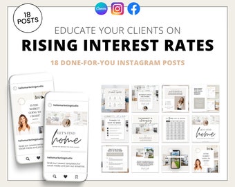 Interest Rates Instagram Posts | Real Estate Social Media Posts | Market Changing | Mortgage Lender | Home Equity Posts | Rent | Canva Guide