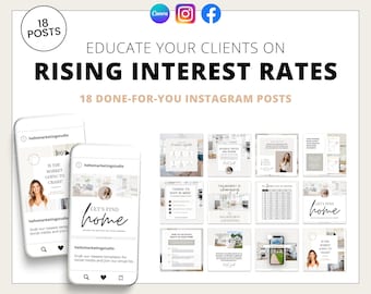 Interest Rates Instagram Posts | Real Estate Social Media Posts | Market Changing | Mortgage Lender | Home Equity Posts | Rent | Canva Guide