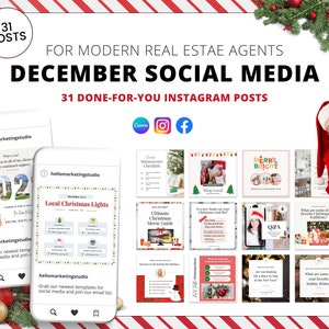 December Social Media Posts | No Captions | WinterReal Estate Agent Social Media Posts | Real Estate Marketing | Canva Template | December