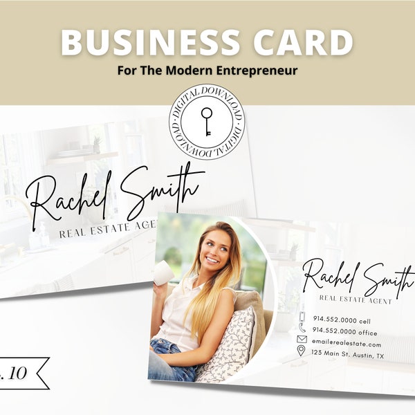 Real Estate Business Card Canva Template | Two-Sided | Real Estate Business Card | Entrepreneur | Interior Designer | Photographer | Vol 10