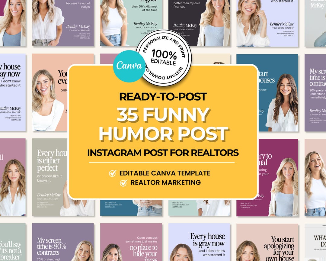 Fun Interactive Realtor Posts 35 Funny Real Estate Social Media Templates | Instagram & Facebook ...