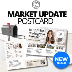Grundbesitz- Marktaktualisierungspostkarte | Grundbesitz Postkarte | Market Update Postkarte | Makler | Marktaktualisierung | Canva Vorlage