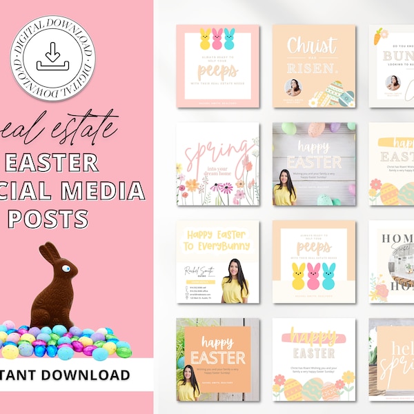 Easter Real Estate Instagram Posts | Real Estate Agent Marketing Canva Templates | Real Estate Social Media Posts | Spring & Easter Pop By