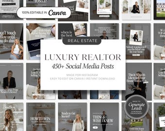 450+ Luxury Real Estate Social Media Templates | Luxury Realtor Instagram Posts | Editable Canva Bundle | Luxury Agent Marketing | Canva