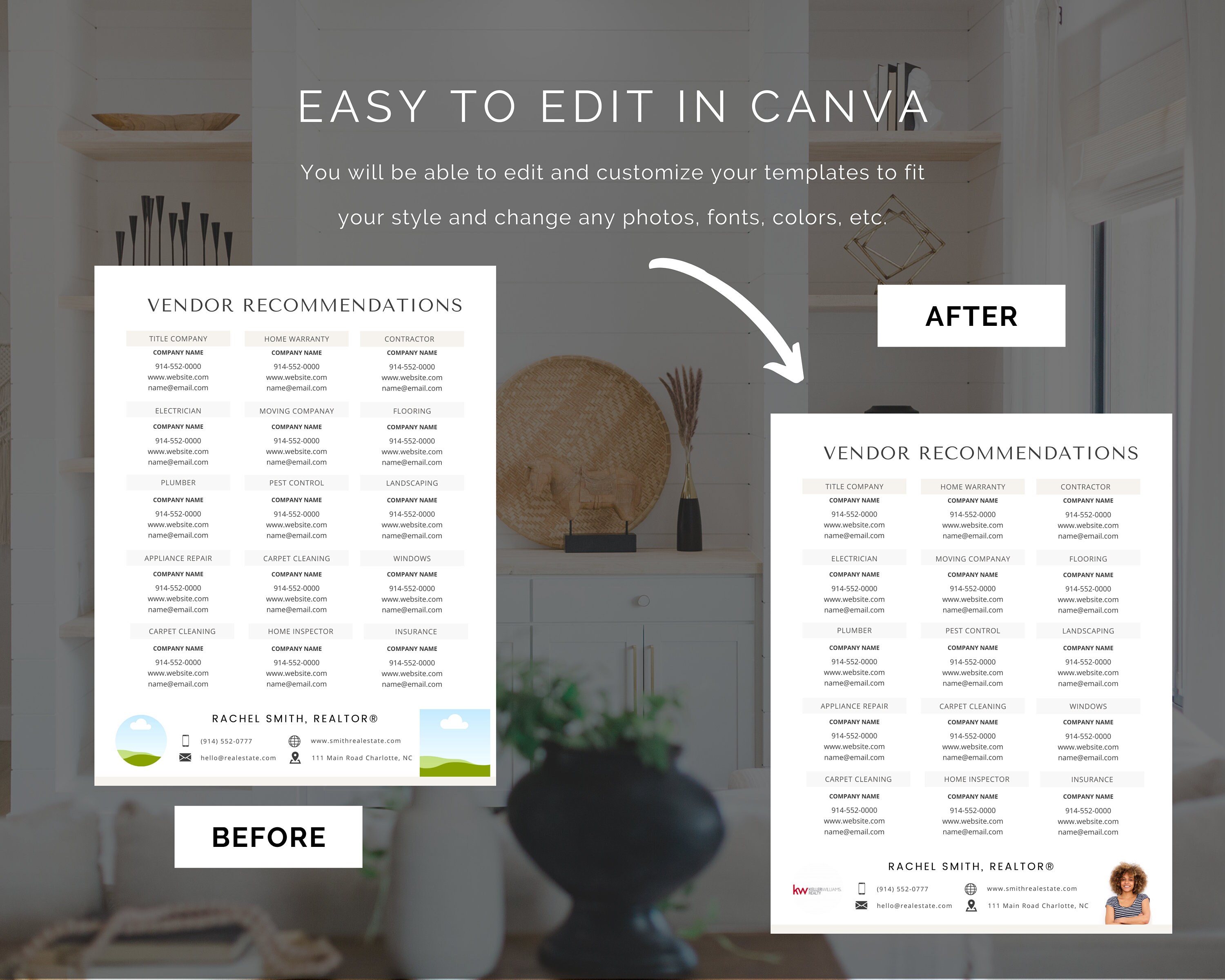 Vendor Recommendation List Canva Template Realtor Vendor | Etsy