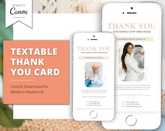 Digital Thank You Card | Real Estate Business Card | Open House Thank You Card | Real Estate Marketing | Entrepreneur | Invitation | Canva