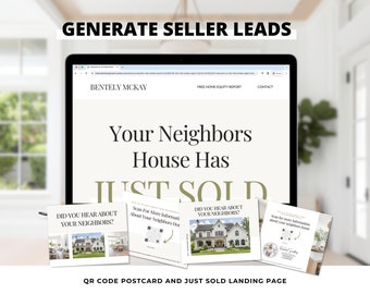 QR Code Postcard & Just Sold Landing Page | Home Seller Lead Generation | Generate Seller Leads | QR Code | Sales Page | Canva Template
