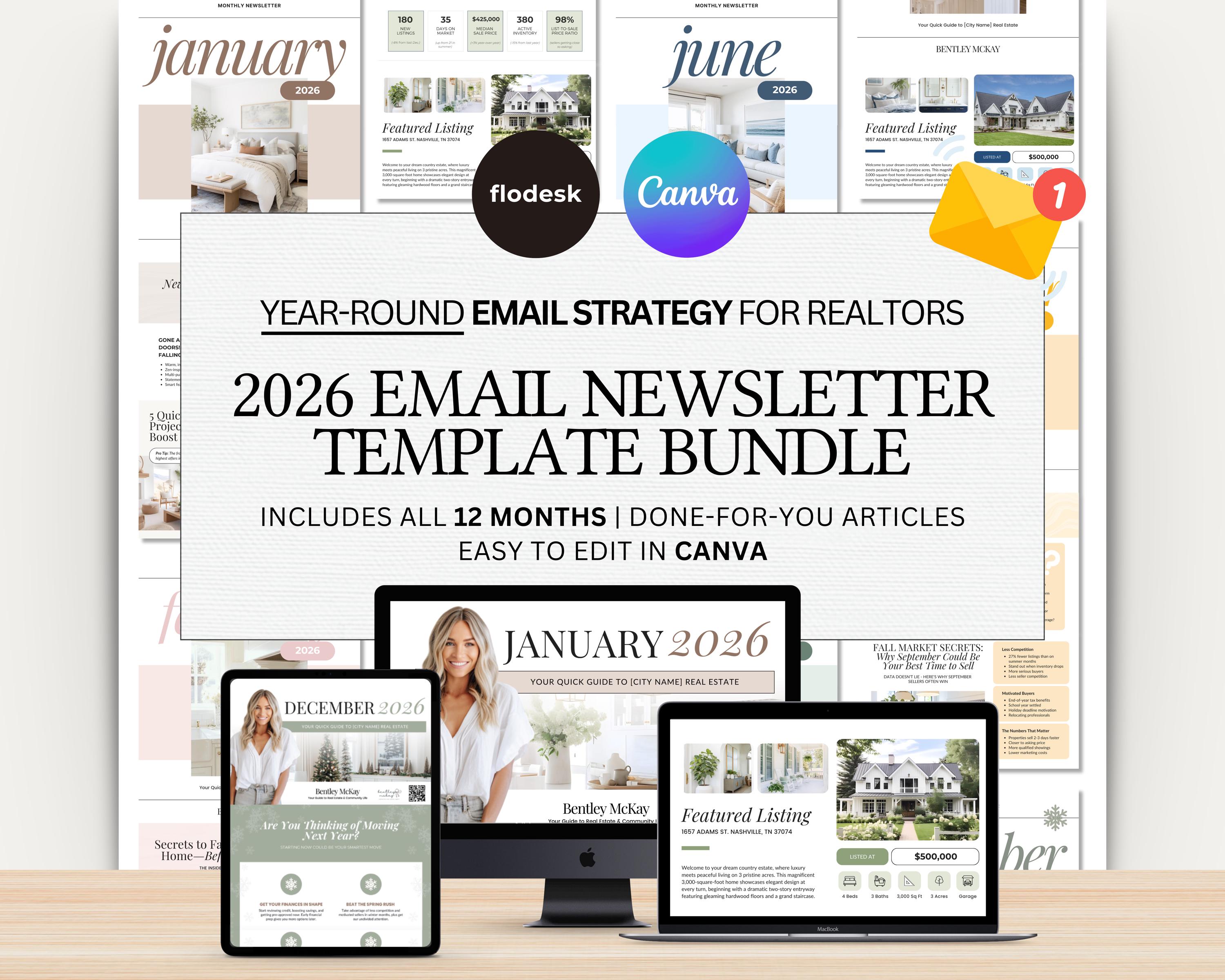 Monthly Real Estate Email Newsletter Bundle 2026 | Real Estate ...