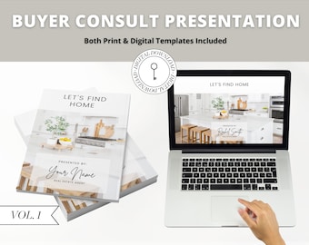 Presentación de consulta de comprador inmobiliario de 18 páginas / Paquete de comprador / Material de marketing inmobiliario / Consulta digital moderna / Plantilla Canva