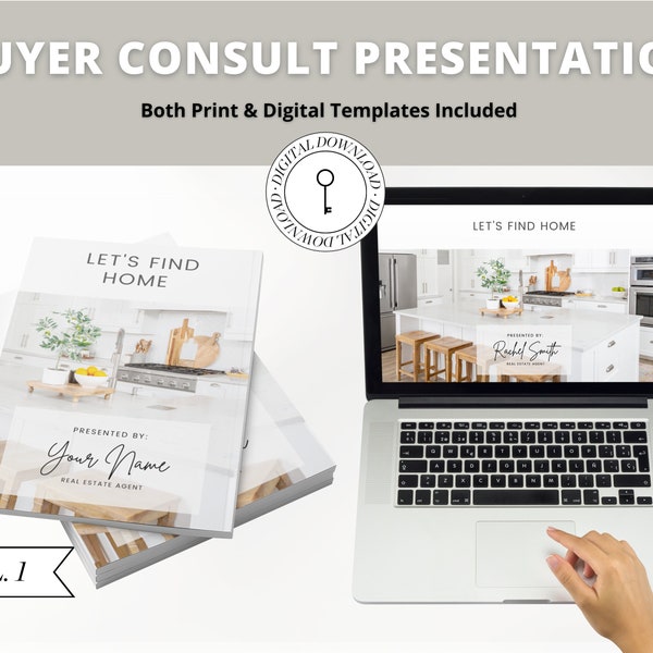 18 Page Real Estate Buyer Consult Presentation | Buyer Packet | Real Estate Marketing Material | Modern Digital Consult  | Canva Template