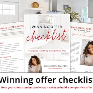 Puede incluir: Una lista de verificación para elaborar una oferta competitiva para la compra de una casa. La lista de verificación incluye consejos para hacer una oferta sólida, como la presentación de una preaprobación, la reducción de los plazos del contrato al mínimo, la realización de una inspección de la vivienda con antelación, la utilización de un prestamista hipotecario local de buena reputación, la solicitud de la tasación dentro de los 2 días siguientes a la aceptación de una oferta y la fijación de una fecha de cierre razonable. La lista de verificación también incluye consejos para negociar el precio, como hacer una oferta sólida, ofrecer un precio superior al precio de venta, hacer ofertas no contingentes, incluir una cláusula de escalada en la oferta, ofrecer acuerdos de ocupación, ofrecer depósitos de buena fe más altos, presentar una cobertura de evaluación de la brecha, ofrecer exenciones de evaluación y pagar las cuotas de la HOA y las tarifas de garantía de la vivienda.