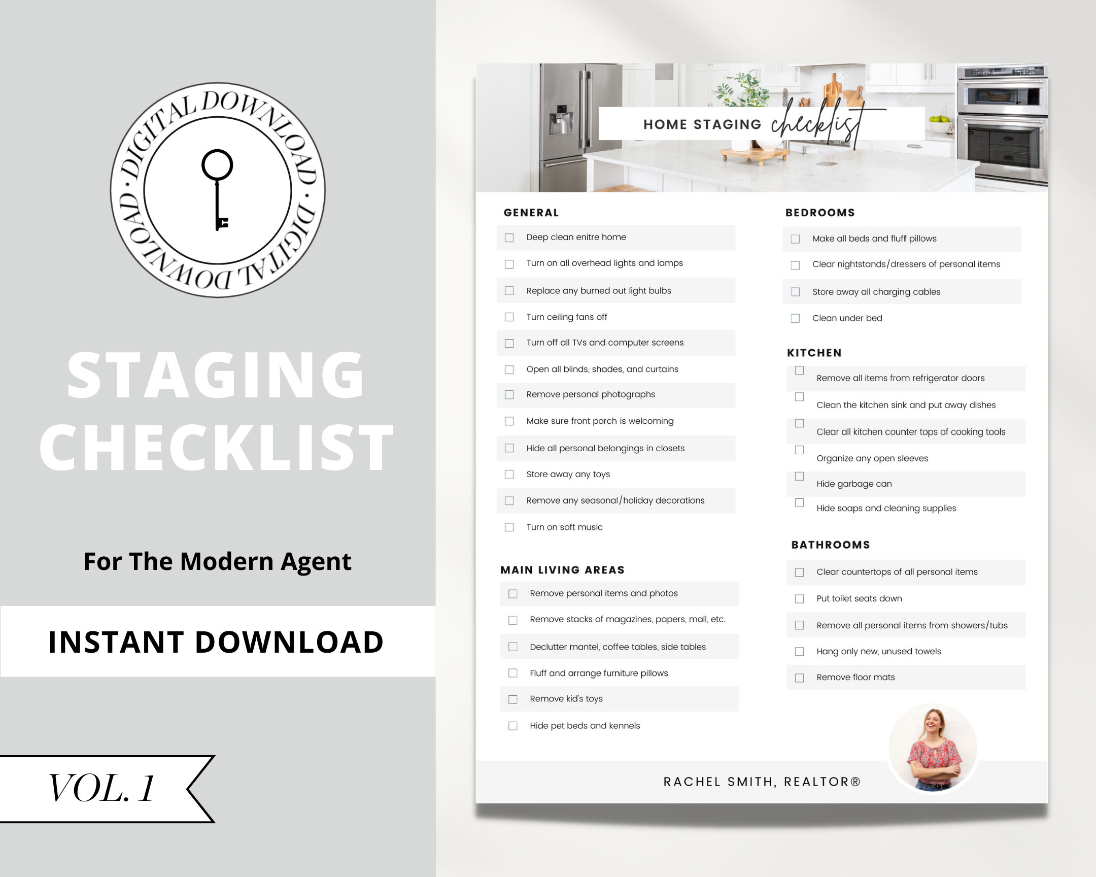 Vol 1 Home Staging Checklist Real Estate Agent Marketing Etsy