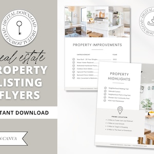 Volantini per inserzioni immobiliari/Pacchetto porte aperte/Marketing immobiliare/Miglioramenti immobiliari/Scheda delle caratteristiche della casa immobiliare/Canva immobiliare