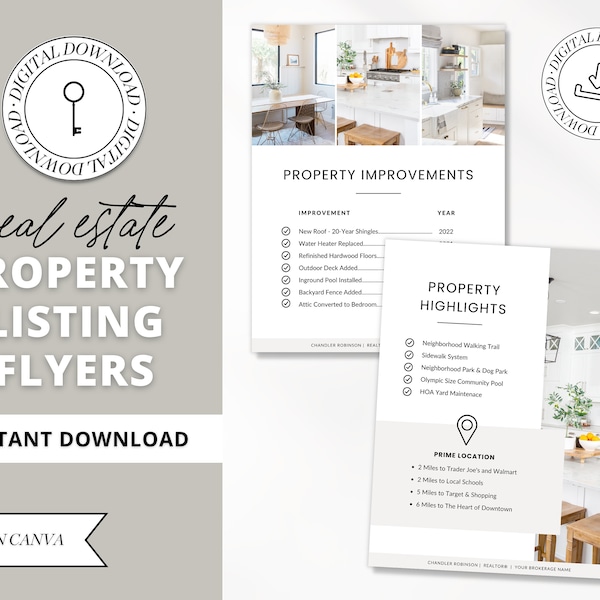 Home Listing Flyers | Open House Packet| Real Estate Marketing | Property Improvements | Real Estate Home Feature Sheet | Real Estate Canva