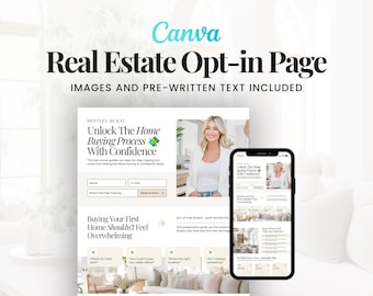 Webinar Opt-In Seite | Makler Landing Page | Blei-Erfassung Canva Vorlage | Marketing Funnel für Makler | Opt-In Seite für Grundbesitz