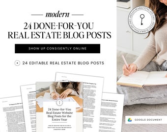 24 Done-For-You Real Estate Blog Posts | Real Estate Blog Article | Real Estate Marketing | Canva Template | Pre-written Blog Posts | Blogs