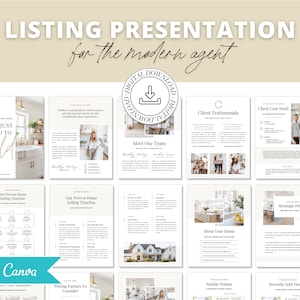 Real Estate Listing Presentation | Real Estate Marketing | Home Seller Guide | Listing Packet | CMA Packet | Prelisting Packet Canva | Canva