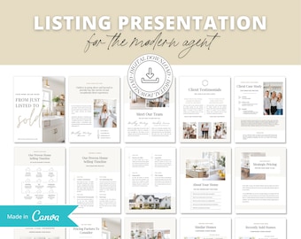 Real Estate Listing Presentation | Real Estate Marketing | Home Seller Guide | Listing Packet | CMA Packet | Prelisting Packet Canva | Canva