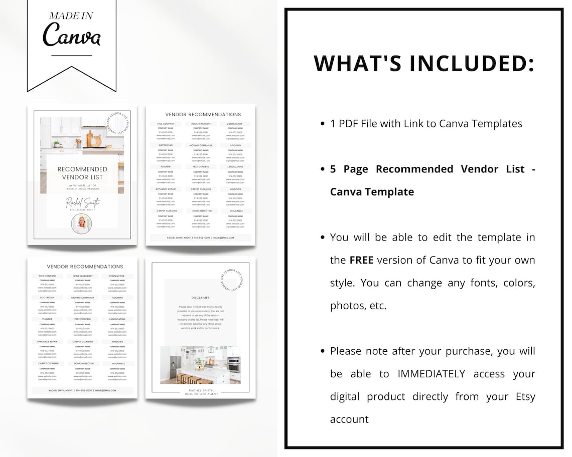 Vol 1 5 Page Vendor Recommendation List Canva Template | Etsy