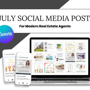 Real Estate July Social Media Posts | 4th of July | Summer Real Estate Agent Social Media Posts | Real Estate Marketing | Canva Template