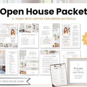 Pacchetto porte aperte / Volantino per inserzioni / Foglio di accesso porte aperte / Marketing immobiliare / Guida per l'acquirente della casa / Scheda delle caratteristiche della casa immobiliare