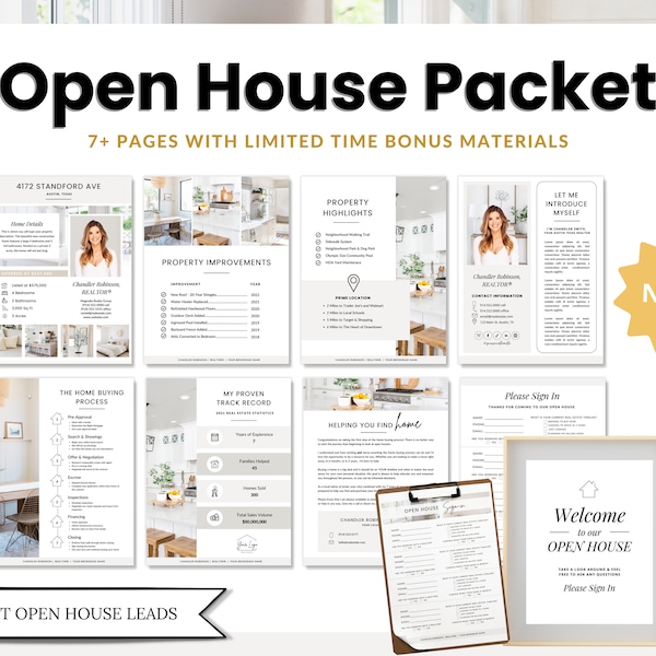 Open House Packet | Listing Flyer | Open House Sign In Sheet | Real Estate Marketing | Home Buyer Guide | Real Estate Home Feature Sheet