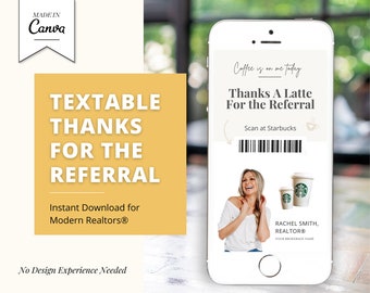 Digital Referral Card | Thanks A Latte for the Referral | Real Estate Marketing | Real Estate Farming Card | Real Estate Coffee Gift Card