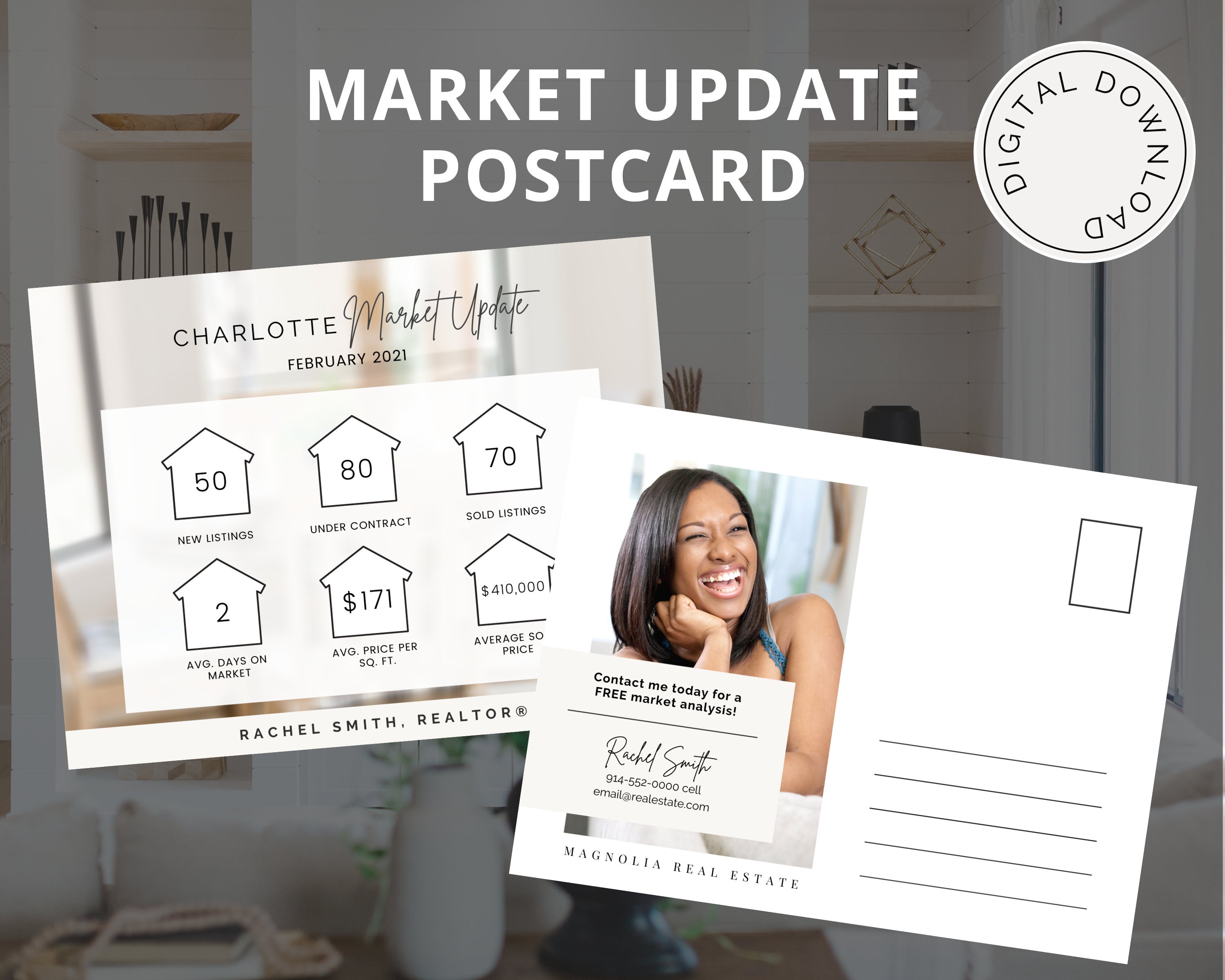 Market Update Postcard Canva Template Printable Real Estate Etsy