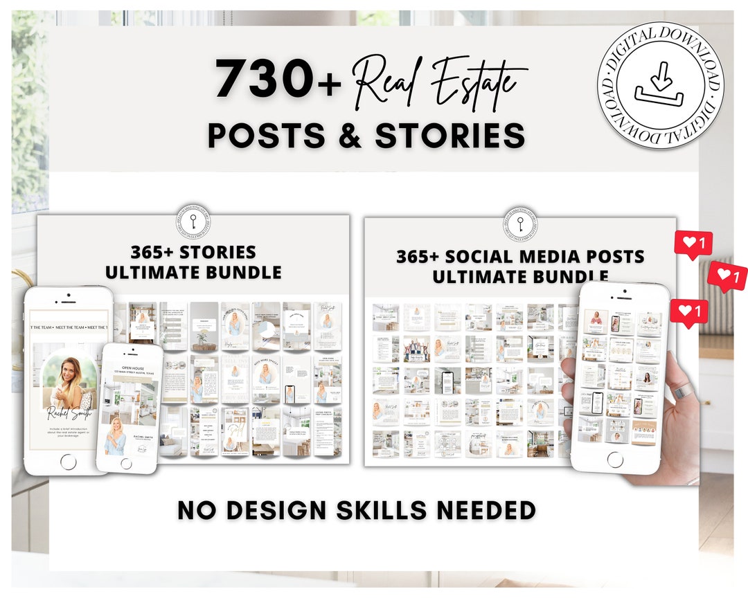 740+ Real Estate Social Media Instagram Posts & Stories Bundle | Real ...