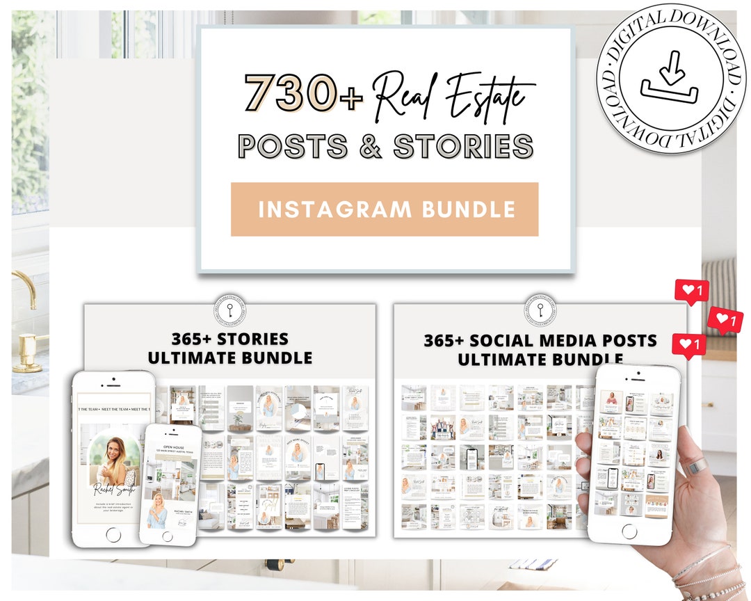 740+ Real Estate Social Media Instagram Posts & Stories Bundle | Real ...