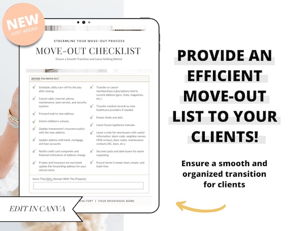 Real Estate Moving Checklist | Moving Guide | Printable Moving Checklist | Moving Checklist | Real Estate Marketing | Moving Flyer | To-Do
