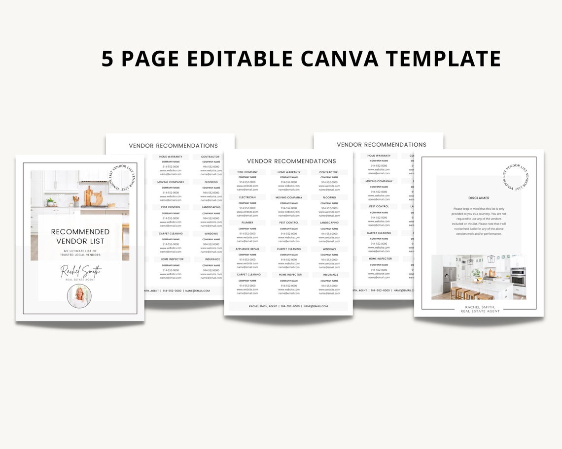 Vol 1 5 Page Vendor Recommendation List Canva Template | Etsy
