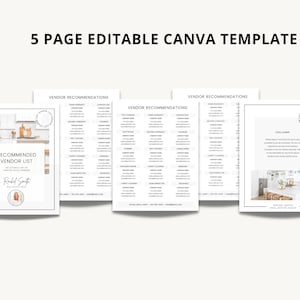 Vol 1 5 Page Vendor Recommendation List Canva Template | Etsy