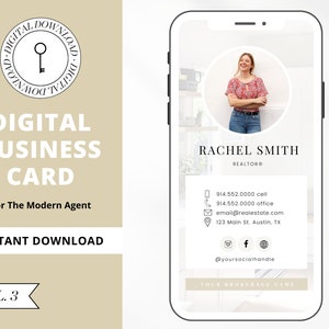 Digitale visitekaartje Canva-sjabloon | Onroerend goed visitekaartje | Agentmarketing | Modern visitekaartje | Ondernemer | Moderne | Deel 3