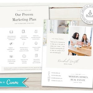 Real Estate Marketing Plan Flyer | Listing Presentation Seller Guide | Real Estate Marketing | Listing CMA Packet | Pre listing Packet Canva