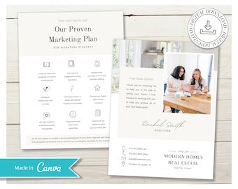 Flyer vastgoedmarketingplan | Listingpresentatie Verkopersgids | Vastgoedmarketing | Listing CMA-pakket | Pre-listingpakketcanva