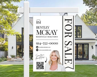 Grundbesitz-Yard-Schild-Vorlage | For Sale Schild | Objektschild | Modernes Verkaufsschild | Verkauft Schild | Leinwand zum Verkauf | Schild Reiter