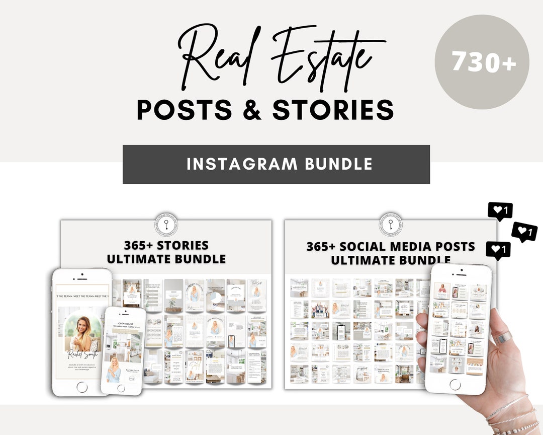 740+ Real Estate Social Media Instagram Posts & Stories Bundle | Real ...