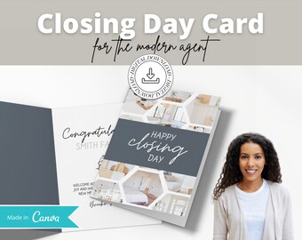 Happy Closing Day Real Estate Greeting Card | Real Estate Agent Card | Mortgage Lender Cards | Loan Officer Cards Real Estate Canva Template