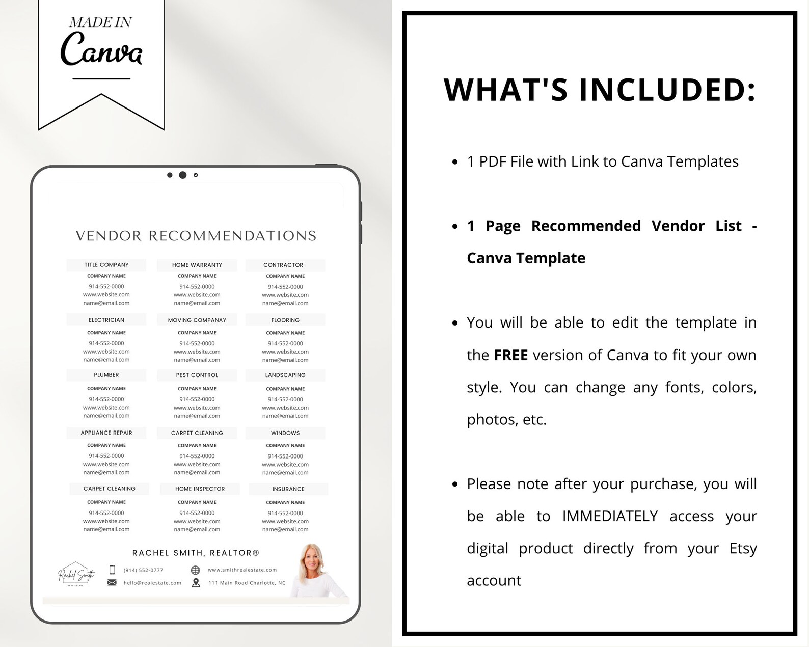 Vol 1 1 Page Vendor Recommendation List Canva Template | Etsy