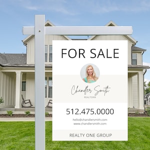 Real Estate Yard Sign Template | For Sale Yard Sign | Customizable For Sale Signage | Canva Template | Canva Template | Modern For Sale Sign