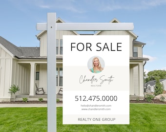 Real Estate Yard Sign Template | For Sale Yard Sign | Customizable For Sale Signage | Canva Template | Canva Template | Modern For Sale Sign