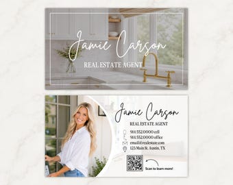 Real Estate Business Card Canva Template, Realtor Business Card, Luxury Real Estate Business Card, New Real Estate Agent Business Card
